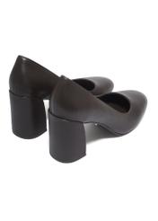 Women's dark brown leather pumps BUTYD-1307-1I(Z26). Back view diagonally on a white background.