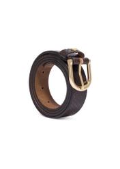 Brown women's leather belt PASDS-0333-1P(Z26) – angled view of the product on a white background.