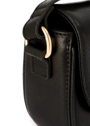 Black leather small handbag TORES-1260-99(W26) - close-up detail, on white background.