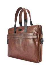 Brown leather men's bag TORMS-0488-1H(W26) - product view slightly diagonal, on a white background.