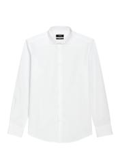 White cotton men's slim shirt KOSMT-0368-0A(Z26) - front product view, on white background.