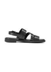 Women's leather sandals in black BUTYD-1152-99(W26), side view of the product on a white background.