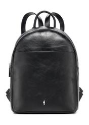 Black leather women's backpack TORES-1226-99(W26), front product view on white background.