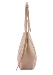 Beige large shopper bag TOREC-1201-1B(W26) - side view of the product, on a white background.