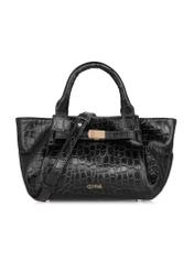 Women's small leather handbag black croco TORES-0998-97(W24)-01