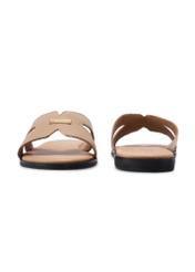 Beige women's flip-flops BUTYD-0725D-1B(W26), front and back product view on white background.