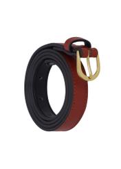 Women's leather belt in a red shade PASDS-0344-3D(Z26), diagonal product view on a white background.