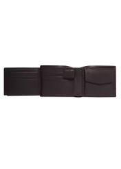 Dark brown men's leather wallet PORMS-0733-1I(Z26), product view inside on white background.