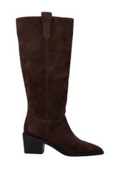 Women's dark brown suede boots BUTYD-1332-1I(Z26), side view, on a white background.