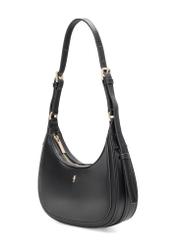 Black small hobo bag TOREC-1136-99(W26), diagonal product view on white background.