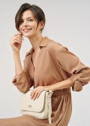 Cream leather women's postbag TORES-0985-12(W24)-06