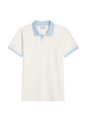 Men's cream polo shirt POLMT-0093-0B(W26), front product view on white background.