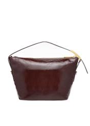 Burgunderrote Lederhandtasche für Damen TORES-1391-4E(Z26), Produktansicht von hinten auf weißem Hintergrund.