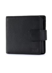 Black men's wallet made of genuine leather PORMS-0631A-9I(W26), diagonal product view on a white background.