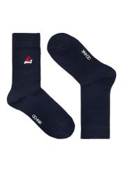 Men's Christmas navy blue socks SKAMT-0160A-7D(Z26), front product view on white background.