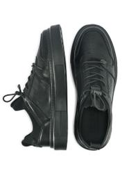 Men's black leather sneakers BUTYM-0509-99(Z25) - product view from above and side on a white background.