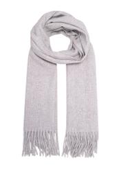 Gray women's scarf with fringes SZADT-0209-91(Z25), front product view on white background.