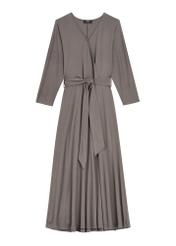 Graphite women's dress with envelope neckline SUKDT-0286-9D(Z26), product view from the front on a white background.