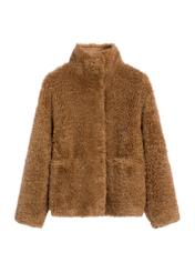 Brown women's fur coat FUTDP-0021B-89(Z25), front product view on white background.