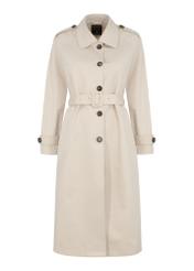 Beige women's coat with belt KURDT-0424-80(W23)-05