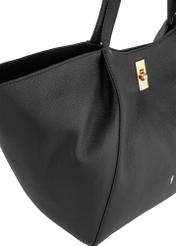 Women's black leather shopper bag TORES-1000-99(W24)-07