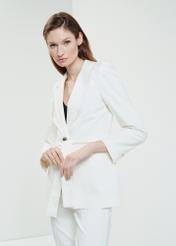 Women's cream blazer with belt ZAKDT-0030-12(W24)-01