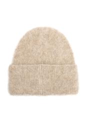 Beige woolen women's hat CZADT-0212-1B(Z26), back view of the product on a white background.