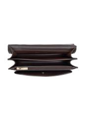 Brown women's handbag with monogram TOREC-1155-1I(Z26), product view from above on a white background.