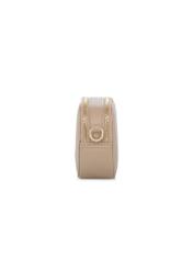 Beige small women's handbag TOREC-1172-1B(W26), side product view on white background.