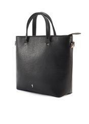Black leather shopper bag TORES-0728D-99(Z25), diagonal product view on white background.