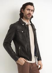 Dark brown leather jacket for men KURMS-0260-1219(W23)-02
