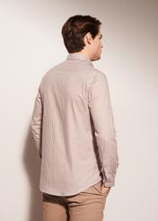 Men's beige check shirt KOSMT-0277-82(Z24)-02