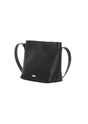 Black leather women's shoulder bag TORES-1386-9I(Z26), diagonal product view on white background.