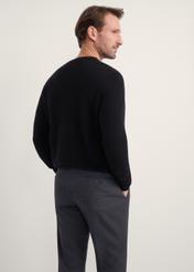 Men's black wool and cashmere sweater SWEMT-0186-99(Z25), back view of the product on the model. Half of the silhouette visible.