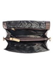 Brown women's leather handbag TORES-1138A-89(Z25), view of the inside of the product on a white background.