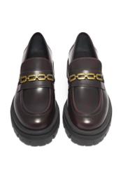 Women's burgundy leather loafers BUTYD-1190-4E(Z26), front view on a white background.