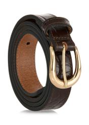 Brown leather women's croco belt PASDS-0303-89(W24)-02