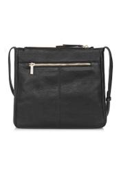 Women's black leather postbag TORES-0992-99(W24)-04