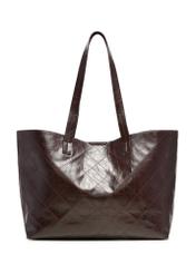 Women's burgundy shopper bag with stitching TOREC-1247-4D(Z26), product view from the back on a white background.