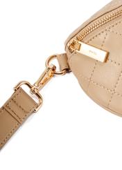 Quilted beige women's waist bag TOREC-0878B-81(Z25), close-up of the product detail, view on a white background.