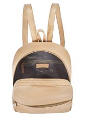 Beige leather women's backpack TORES-0898D-81(Z25), view from the inside of the product on a white background.