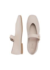 Women's leather ballerinas in cool beige color BUTYD-1244-1K(W26)