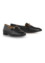 Black leather women's loafers BUTYD-1105-99(Z24)-02