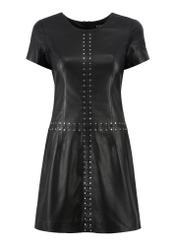 Black leather dress with rivets SUKDS-0050-1276(W23)-05