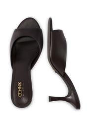 Dark brown leather women's mules BUTYD-1272-1I(W26), product view from above on a white background.