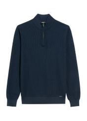 Navy blue men's sweater with zipper SWEMT-0167-68(Z25), front product view on white background.