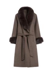 Long brown wool fur coat FUTDW-0043-1I(Z26)
