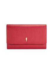 Red large leather women's wallet PORES-0991-4C(W26), front product view on white background.