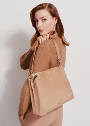 Beige women's shopper bag TOREC-0862A-81(Z24)-08