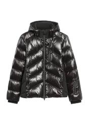 Black men's jacket with natural insulation KURMT-0393-99(Z25) - front product view on white background.